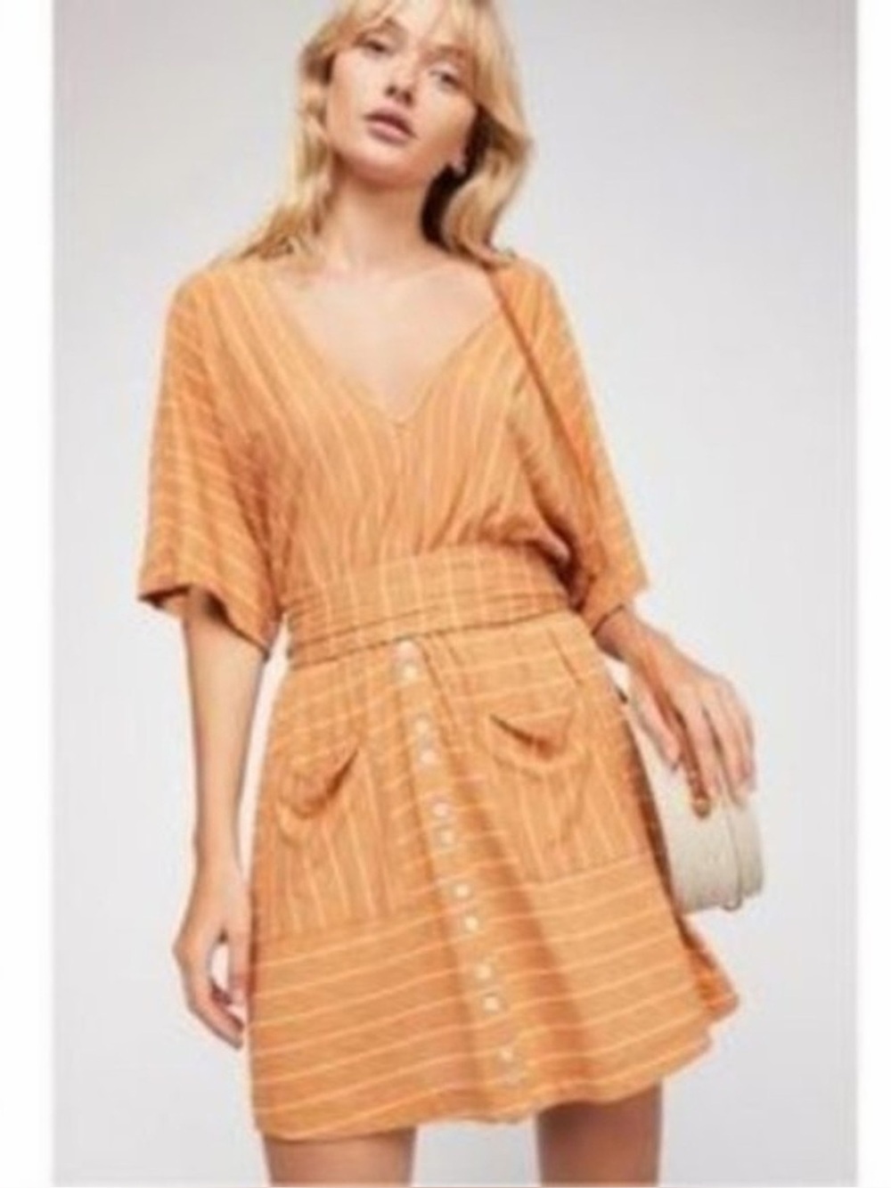 Free People Beach Paradise Stripes Open Back Mini Dress